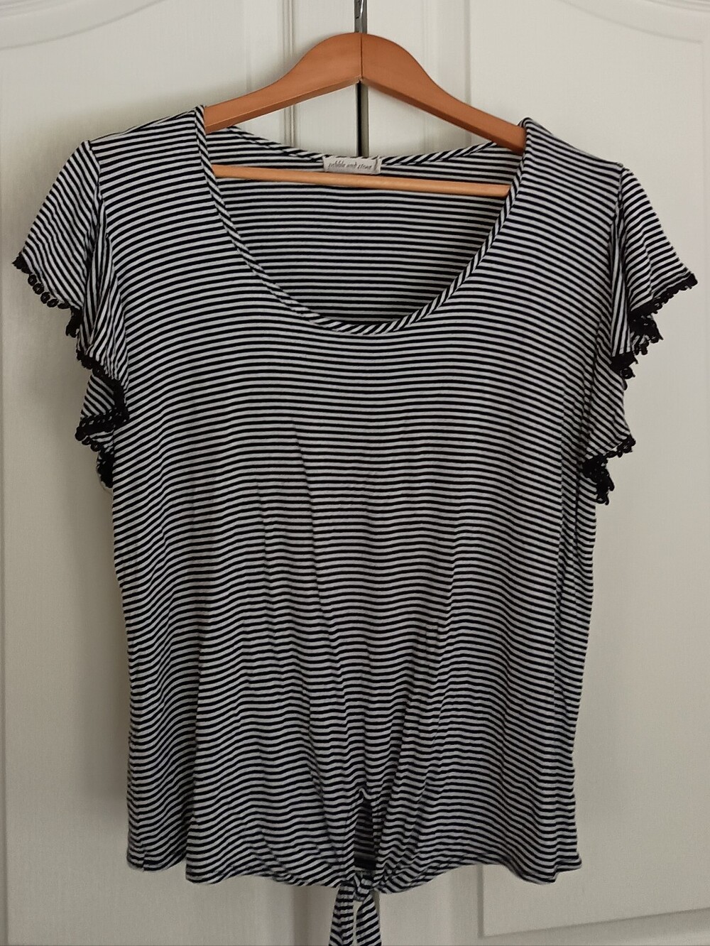 Rabbit Rabbit Rabbit Black & White Striped Short Sleeve Tee